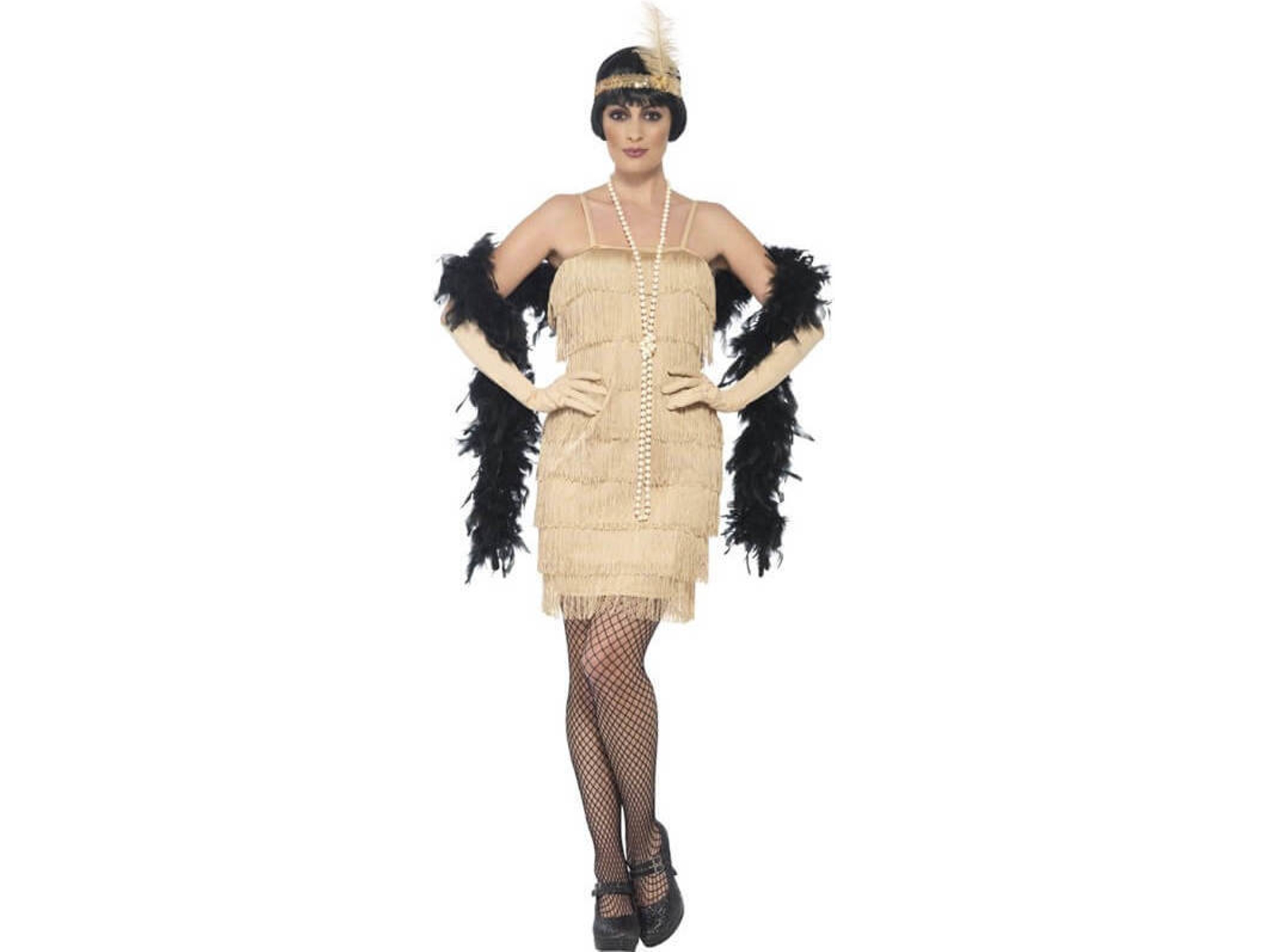 Disfraz de Mujer DISFRAZZES Cabaretera Dorado Corto De Los Años 20 (Talla: S)