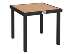 Mesa Jardín,plástico,78x78x74cm,impermeable,estructura Aluminio,4 Personas,madera Natural