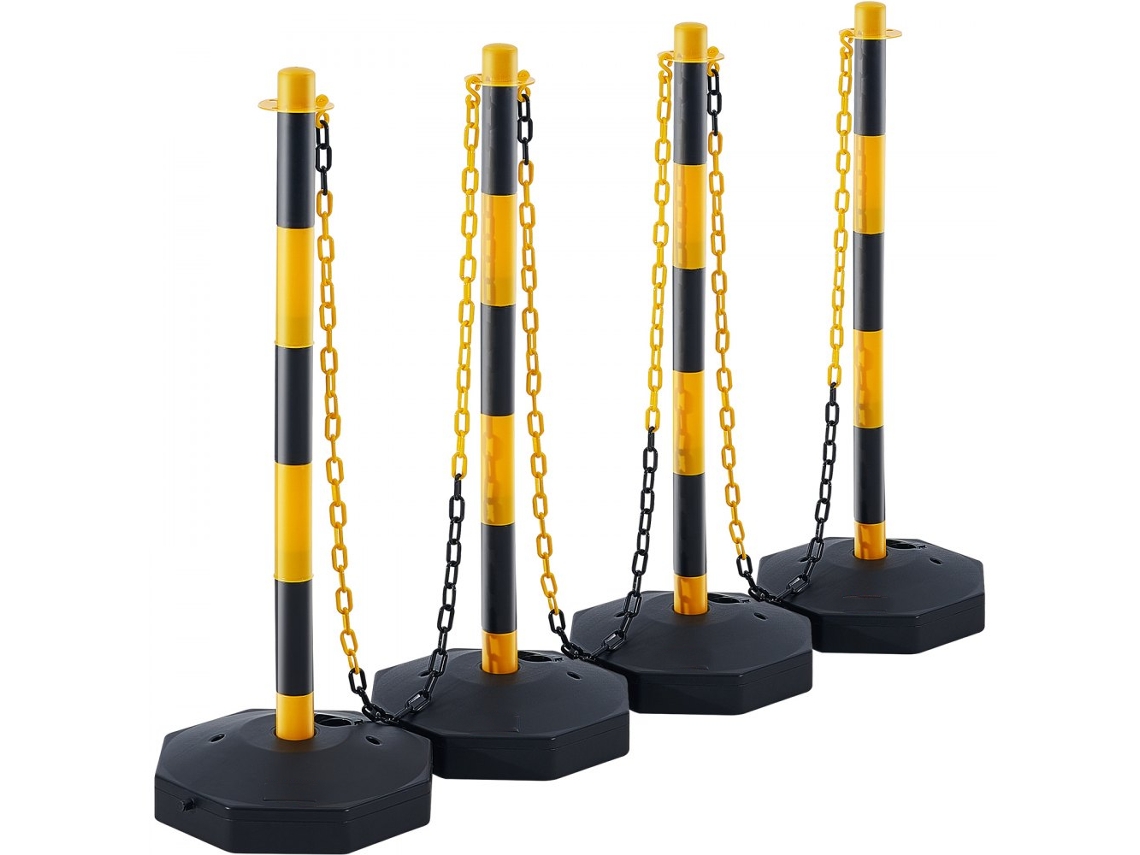 Juego de 4 postes de señalización con cadena y base estable Tekmaquinas