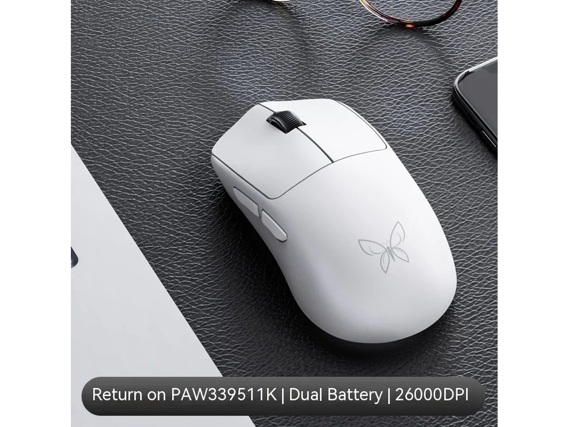 Ratón Yizhood Ms301 para juegos de deportes electrónicos, regalo de oficina, ligero, inalámbrico, tres modos, PAW3395 RGB, 2,4 GHz, blanco