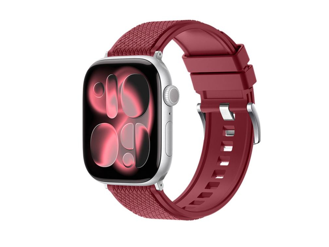 Correa de caucho fluorado FKM para Apple Watch con diseño de diamantes FWINL (46 x 44 mm)