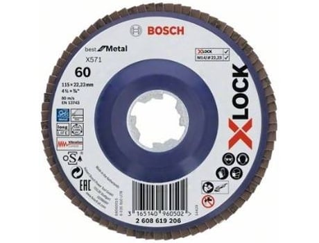 Disco de Láminas BOSCH X-Lock - Versión Recta - Placa de Plástico - 115 mm - G 60 - X571 - Best para Metal - 1 Pieza