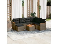 Conjunto de sofás de jardín de 8 piezas DKD Home Decor con cojines de mimbre gris