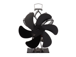 Ventilador De Sobremesa Con 6 Aspas, Aleación De Aluminio, Silencioso, Para Estufas De Leña Y Chimeneas, Negro.
