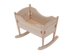 Cuna de muñeca en miniatura a escala 1:12, hecha de madera, móvil decorativo, accesorio de regalo para niños.