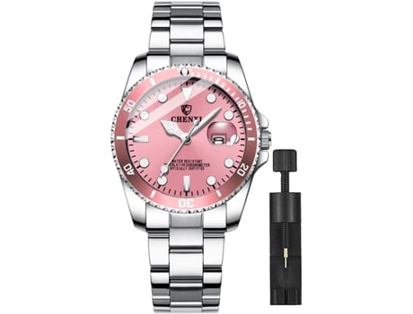 VEANXIN Relojes de pulsera impermeables con correa de malla de acero inoxidable para mujer-rosa