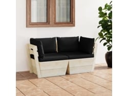 Sofá de palets de jardín de 2 plazas con cojines de madera de abeto DKD Home Decor