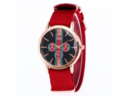 Reloj De Pulsera Analógico De Cuarzo Con Correa De Nailon Redondo Para Hombre Y Mujer(rojo)