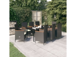 9 Pcs Conjunto De Jantar Para Jardim Com Almofadões Preto Dkd Home Decor