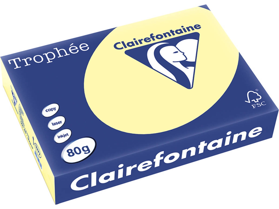Papel CLAIREFONTAINE Copia, láser y chorro de tinta Trophée A4 80 gsm (500 Hojas - Amarillo)