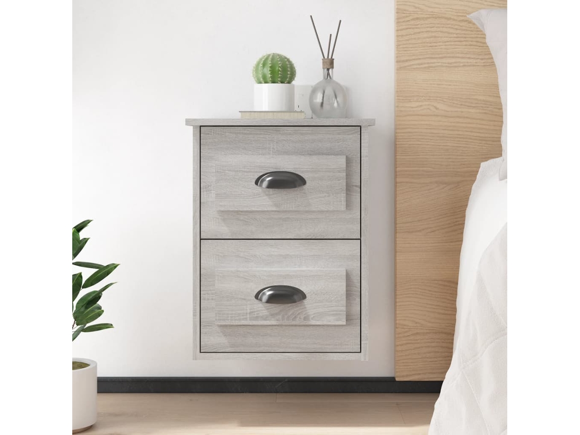 Mesitas de Noche Pared 2 Pzs 41,5X36X53 Cm Gris Sonoma