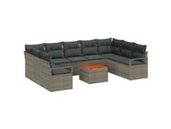 Conjunto de sofá de jardín de 10 piezas de mimbre gris EXCLUSIVO DE LA CASA