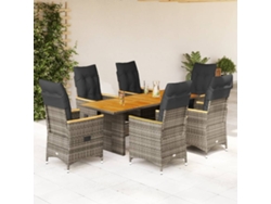 Juego de comedor de jardín de 7 piezas DKD Home Decor con cojines de mimbre gris