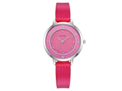 Reloj De Pulsera De Cuarzo Para Mujer Yolako Con Correa De Plástico, Esfera Redonda Pequeña Con Números, Rosa Y Rojo.