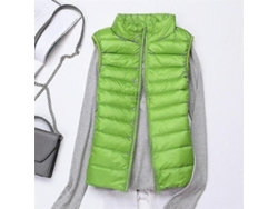 Chaleco Acolchado Ligero Para Mujer Con Cierre Cremallera Cuello Alto Invierno Talla Xxxl Verde Xxxl Verde