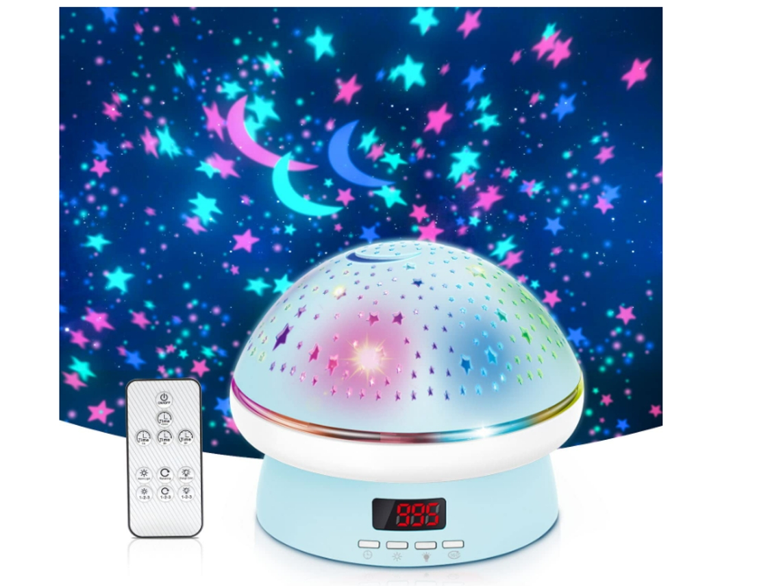 Proyector de luz nocturna para niños con temporizador y control remoto Lámpara de luces nocturnas de estrellas para dormitorio con 8 opciones de color y 3 niveles BISBISOUS
