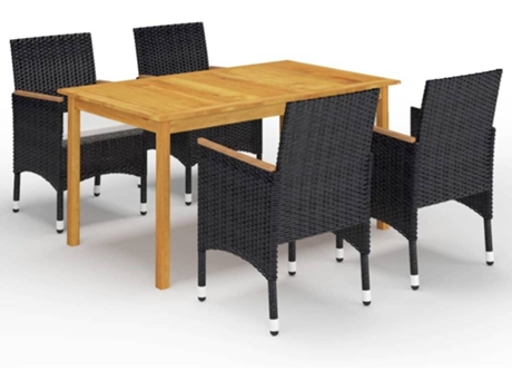 Conjunto 5 de comedor de jardín de VIDAXL negro