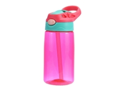 Botella de agua infantil con pajita, apta para lavavajillas y sin BPA. Color rojo. Rosewell.