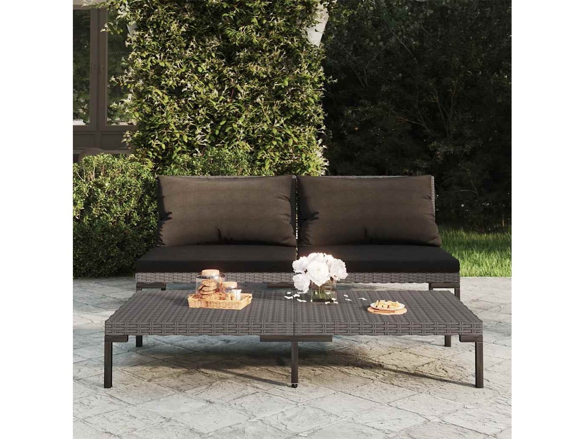 Sofás de jardín con cojines semicirculares, 2 piezas, de mimbre, de Dkd Home Decor