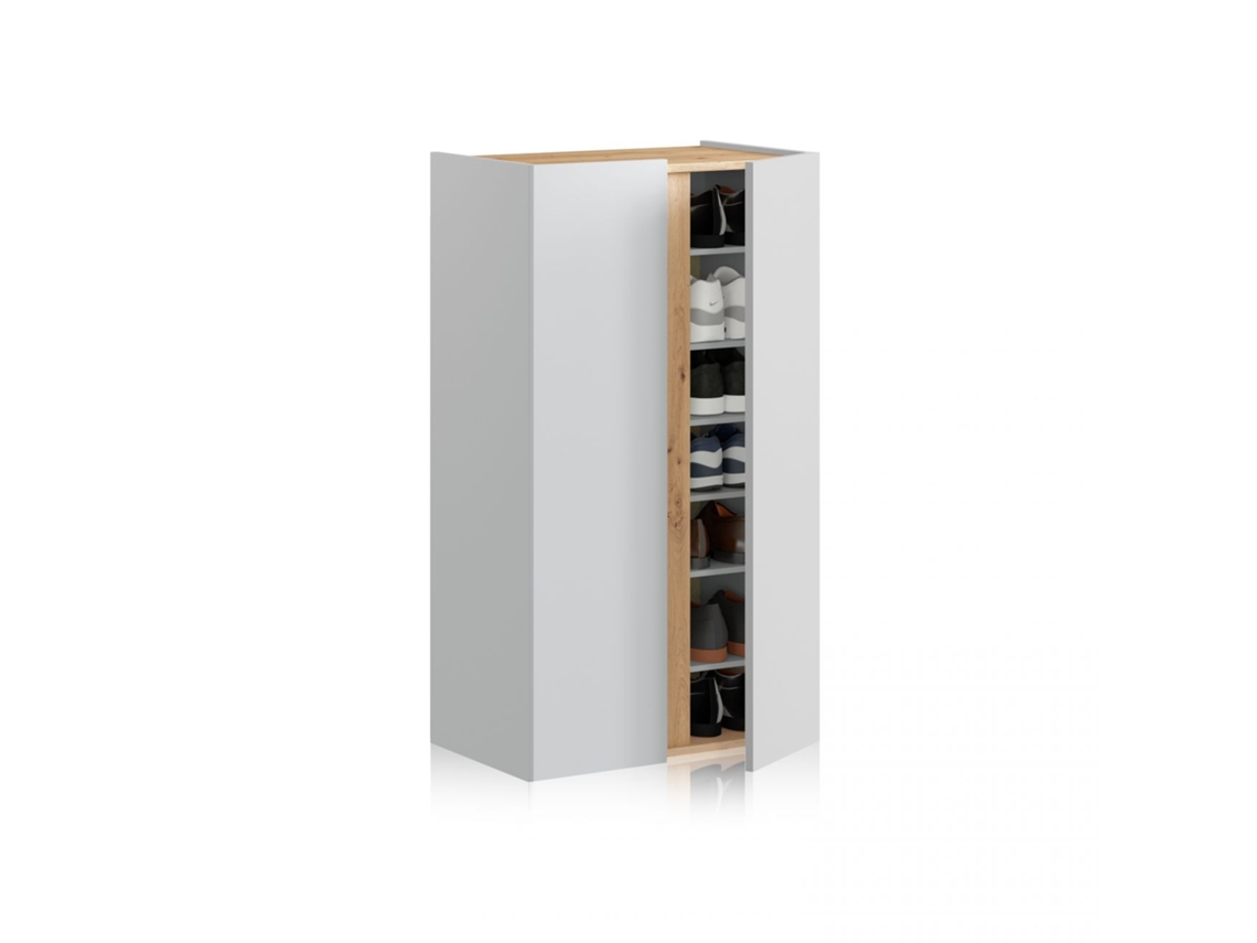 Armario zapatero Eitan Blanco Artik (Blanco Mate) - Roble Nodi 56,6 x 102 x 35 cm