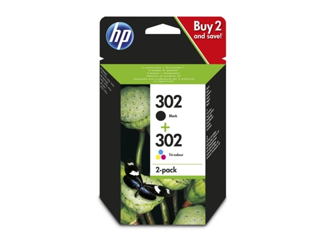 Pack ahorro X4D37AE 2 cartuchos tinta HP 302 negro + tricolor