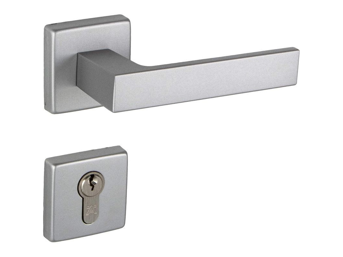 Mango De Puerta Acero Inoxidable Empuje Interior Exterior Cerradura Cilindro Gris 35-47mm