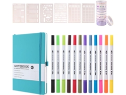 Kit De Cuaderno De Lunares, Cuaderno De Tapa Dura Tamaño A5, Páginas Numeradas, Lunares Para Principiantes, Azul.