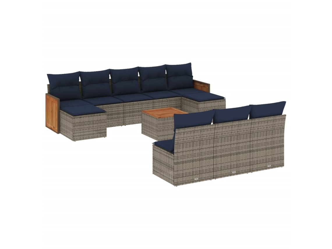 Maison Exclusive - Conjunto De Sofá De Jardín De 11 Piezas Con Cojines, Poliratán Gris