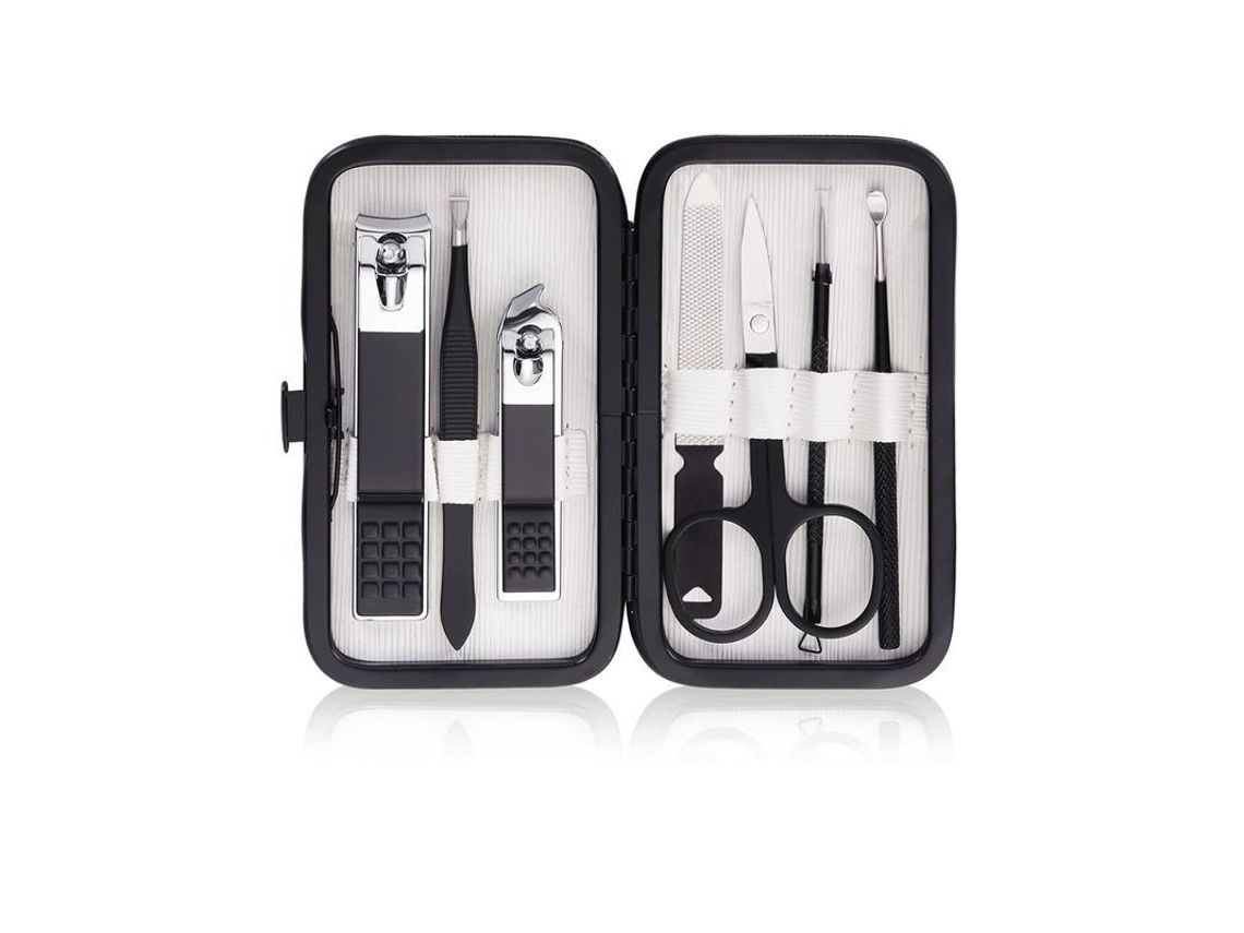 Kit De Manicura Unisex Con 8 Herramientas De Cuidado Personal, Cuchilla Afilada Y Estuche Negro Portátil.