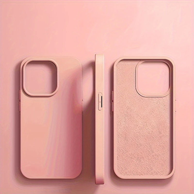 (iphone 16 Pro Rosa) Funda De Lujo De Silicona Líquida Para Iphone, Funda Suave A Prueba De Golpes.
