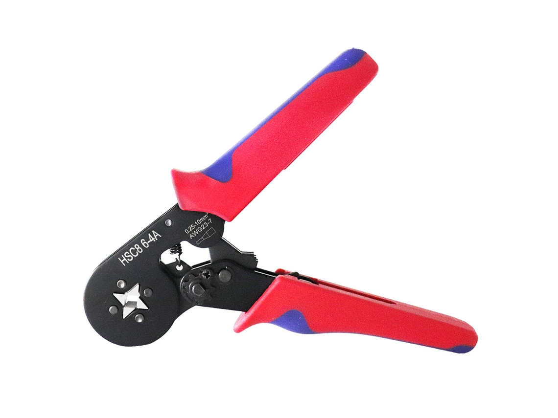 Herramienta Perforadora De Terminales De Trinquete De Estilo Europeo Con Mango Ergonómico Rojo Y Azul.
