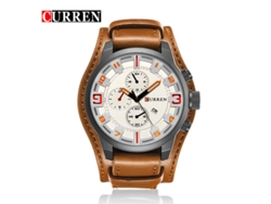Reloj De Pulsera Para Hombre Con Esfera Grande Y Calendario, Resistente Al Agua, Con Correa De Cuero Creativa Y Estilo Casual (marrón Y Blanco).