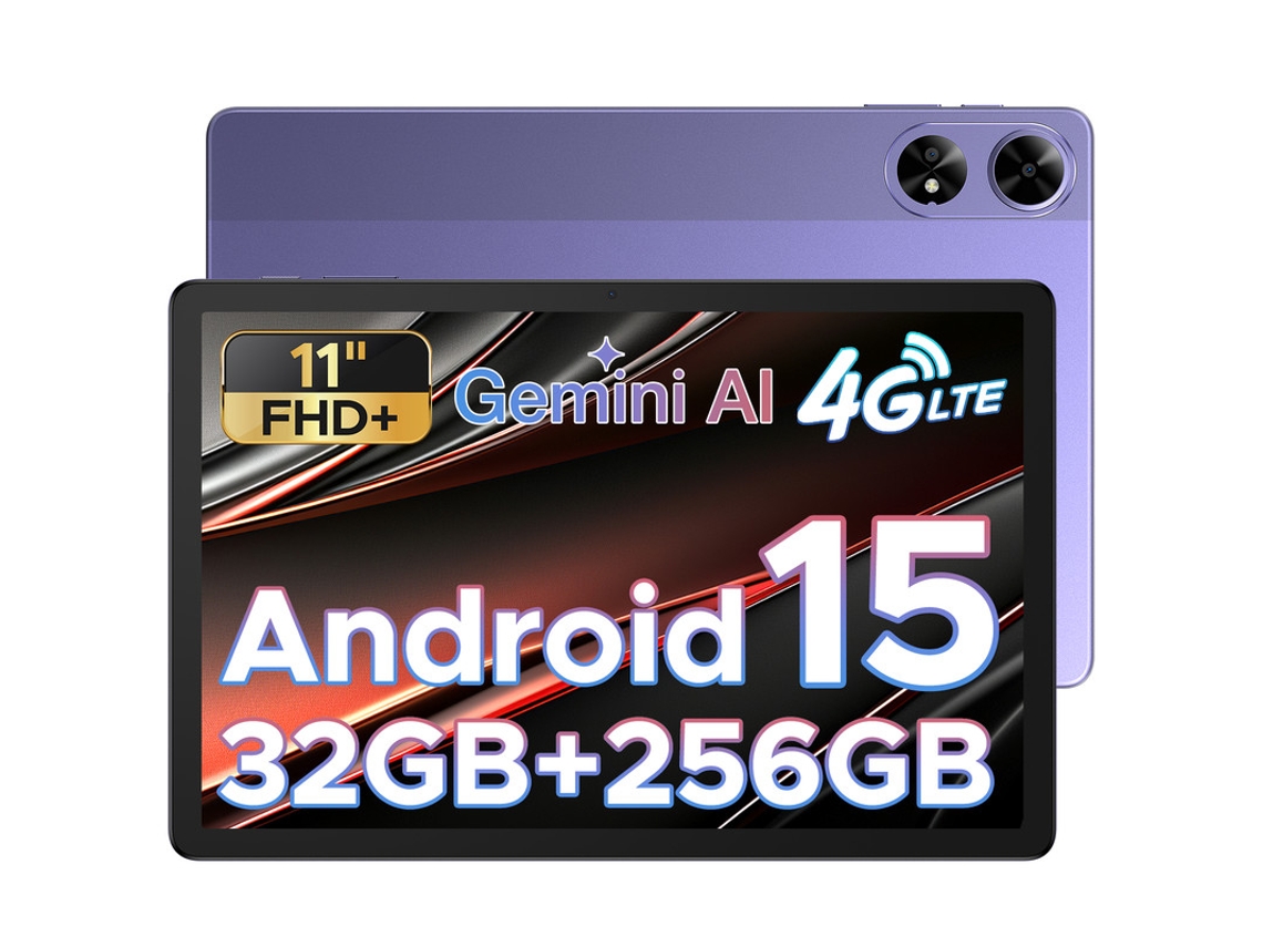 Tableta Doogee Tab G6 de 11 pulgadas, Android, 15/32 GB de RAM, 256 GB de ROM, GPS, Widevine L1, 8000 mAh, 4 GB de RAM, LTE, color morado