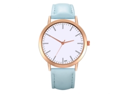 Elegante Reloj De Pulsera Para Mujer Con Cuarzo Azul Claro Y Correa De Cuero.