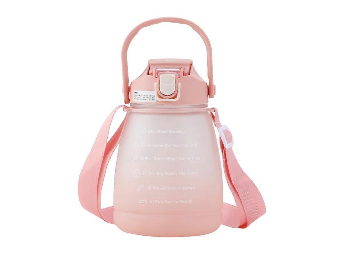 Botellas De Agua Lindas Con Pajita, Botella De Agua Deportiva Portátil, Botellas Kawaii De Gran Capacidad Con Tiempo Rosewell