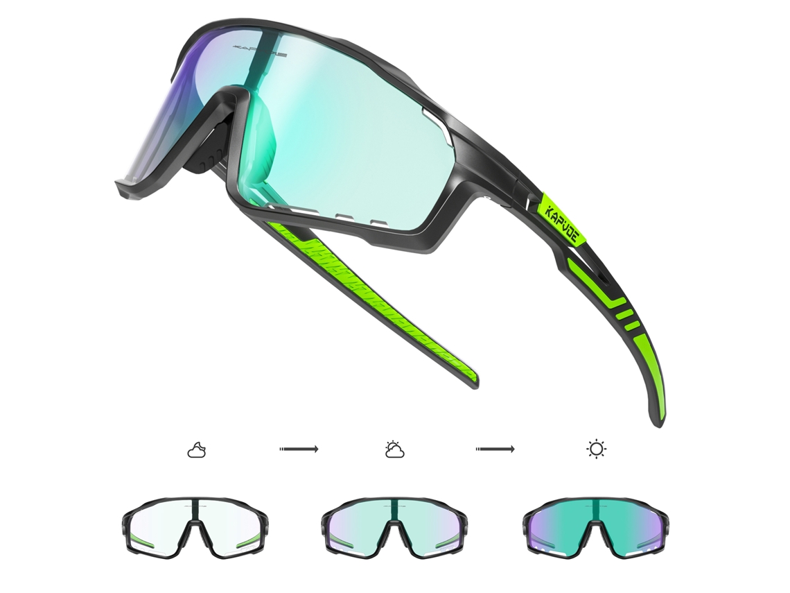 (verde 1) Gafas De Ciclismo Fotocromáticas Unisex, Gafas De Sol Con Protección Uv400