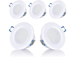 Omni-conjunto De 5 Focos Empotrables Led Para Baño, Ip44, 230v, Ultraplanos, 5w, Blanco, 3000k/6500k, Redondos, No Regulables