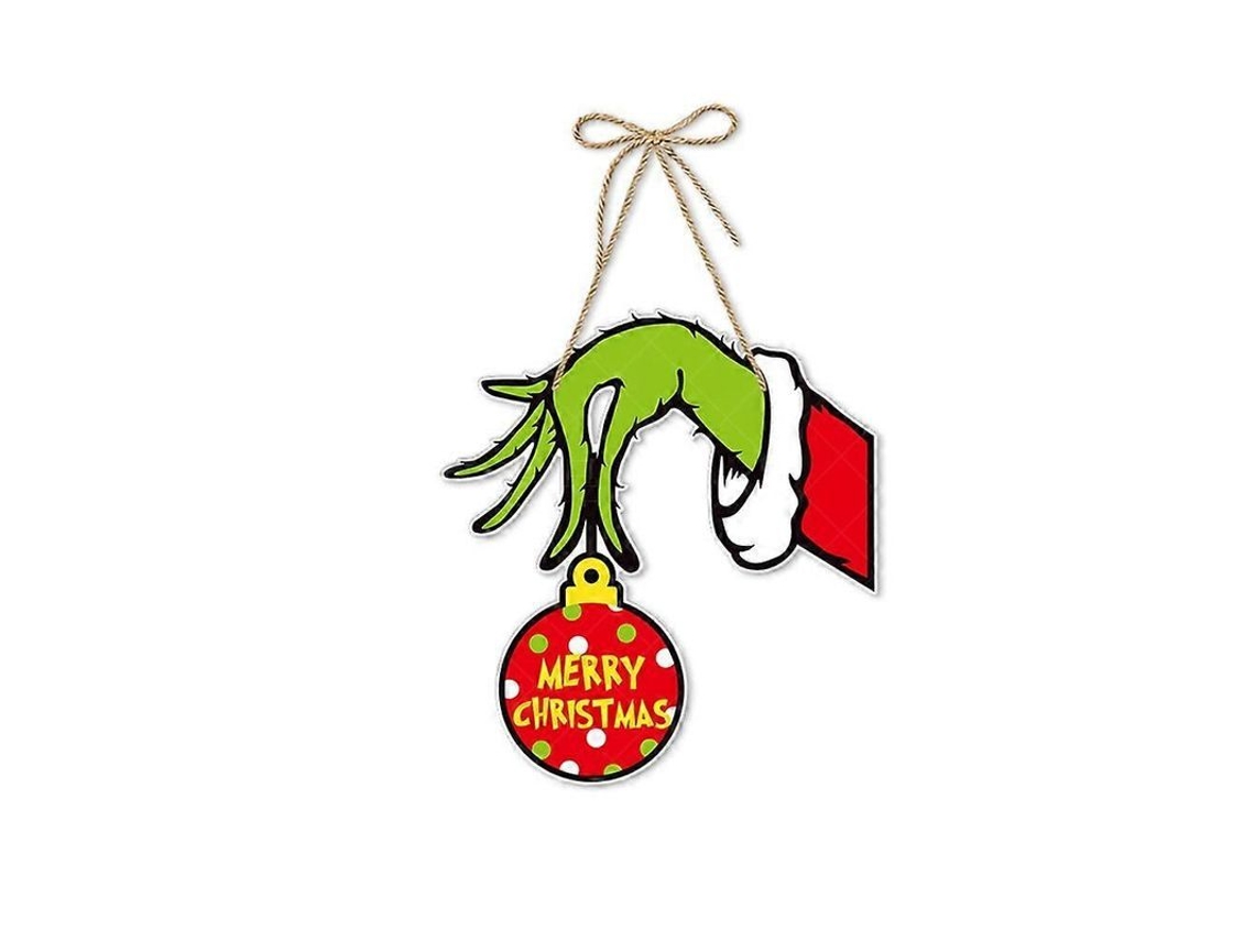 Adorno navideño colgante de El Grinch para puerta interior Decoración festiva navideña A