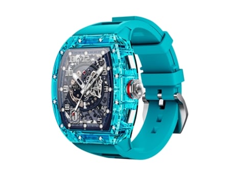 Smartwatch OHPA WS6 espelho transparente shell superfície gradiente NFC frequência cardíaca ao ar livre movimento azul