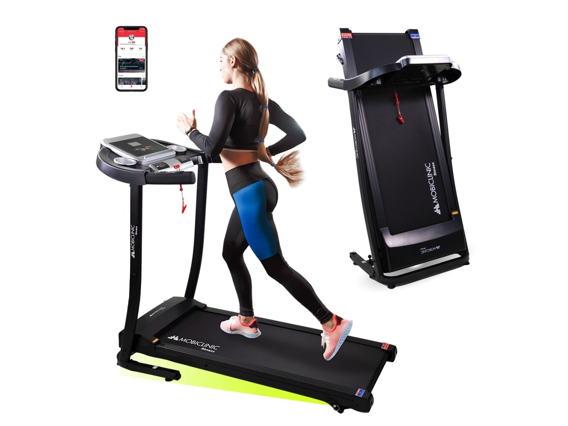 Cinta correr plegable Mobiclinic Bluetooth altavoz 12km/h App pantalla LCD 139x61x113 cm Silenciosa ETNA 