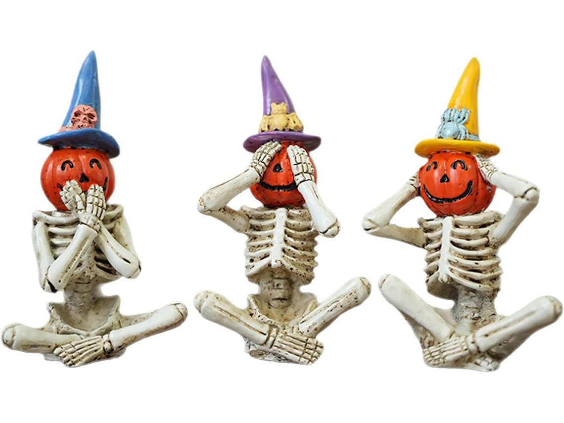 Estatua Decorativa De Resina De Estilo Oscuro Para Halloween, Esqueleto De Calabaza, Escultura Espeluznante