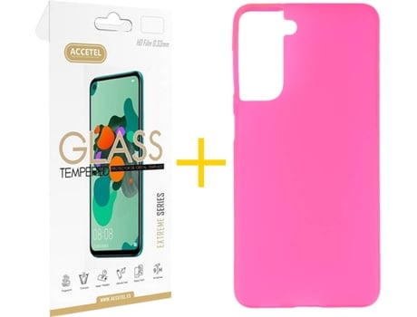 Carcasa + Protector de Pantalla para Samsung Galaxy S22 Plus 5G ACCETEL Rosa
