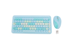 Baoj-2026teclado E Rato Sem Fio 2.4g Com Teclas Redondas Retrô, Conjunto Para Casa, Cor Azul Névoa