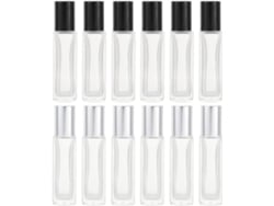 Paquete Vacío De 12 Botellas De Vidrio Grueso Con Sistema De Cierre Enrollable Para Aceites Esenciales Y Perfumes.