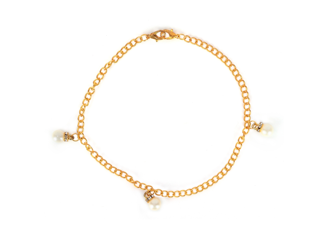 Collar Con Colgante De Perla, Letra De Diamantes De Imitación, Pulsera, Cadena, Zapatos, Aleación De Oro