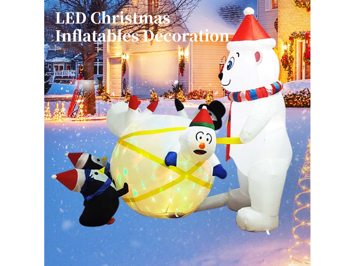 Oso polar inflable decorativo de Navidad con luces LED para jardín exterior