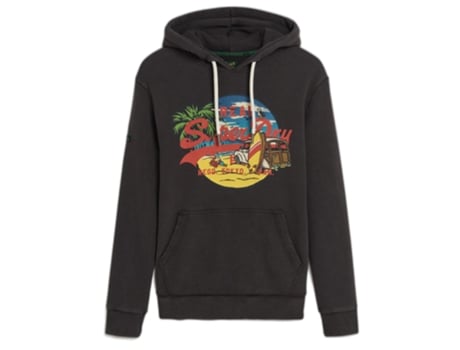 Sudadera con Capucha de Hombre SUPERDRY Motivos Encaje Negro (M)