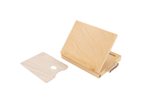 Caballete de mesa con cajón y paleta mezcladora Nature de madera
