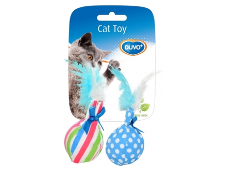 Bolas DUVO + con Pluma para Gato (Medidas: 14 x 8 x 4 cm)