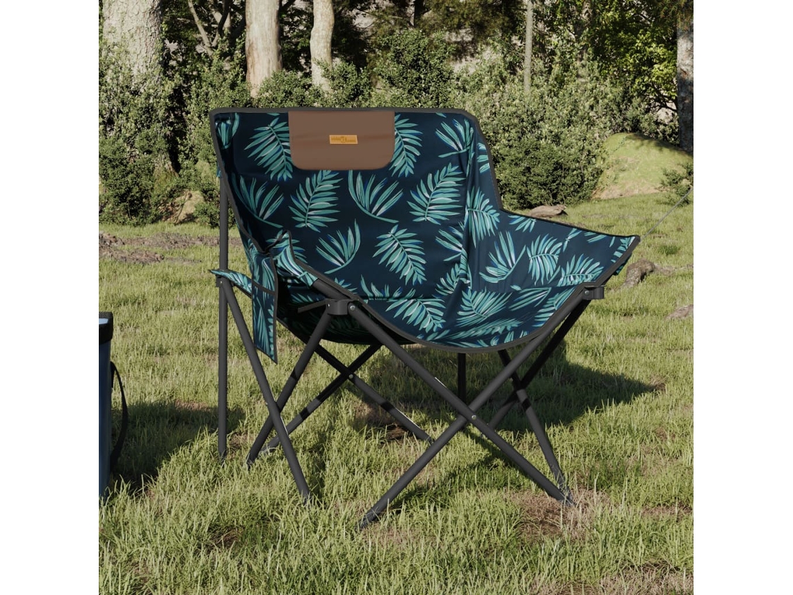 Sillas de camping plegables DKD Home Decor de 2 piezas con bolsillos, estampado de hojas